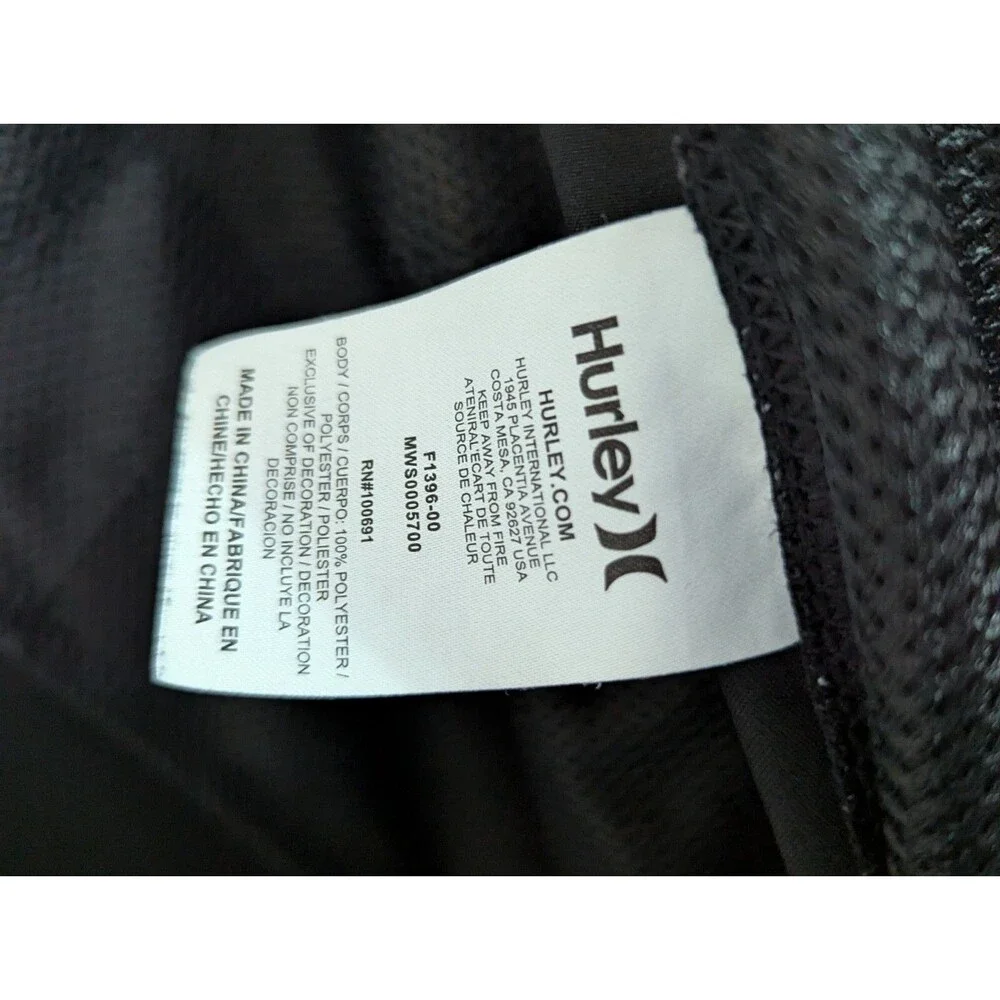 Hurley Chino Golf Shorts Mens 36 Black Pockets Lightweight Beach Logo